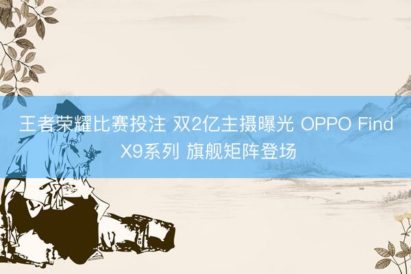 王者荣耀比赛投注 双2亿主摄曝光 OPPO Find X9系列 旗舰矩阵登场