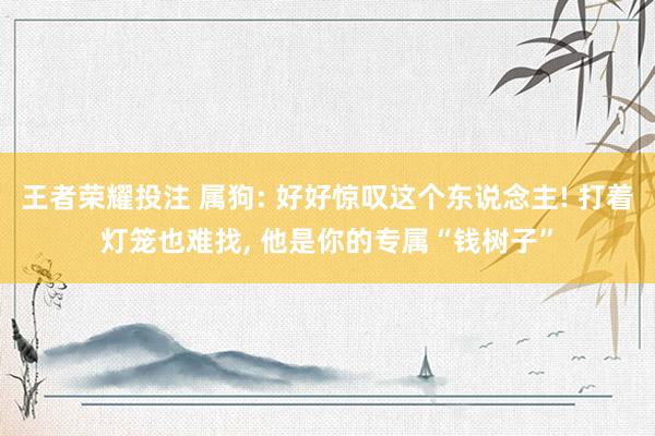 王者荣耀投注 属狗: 好好惊叹这个东说念主! 打着灯笼也难找, 他是你的专属“钱树子”