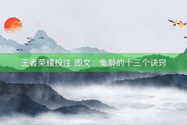 王者荣耀投注 图文：龟龄的十三个诀窍